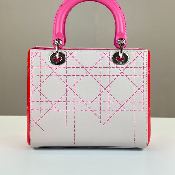 Dior Tri-color Leather Medium Lady Dior Shoulder Bag - Picture 4 of 7